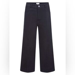Grace & Mila Black Wide Leg Trousers Size M High Rise Cropped Cotton David